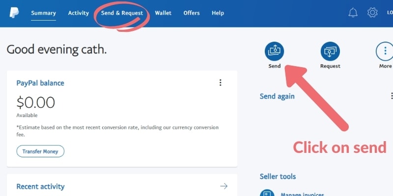 screenshot of paypal